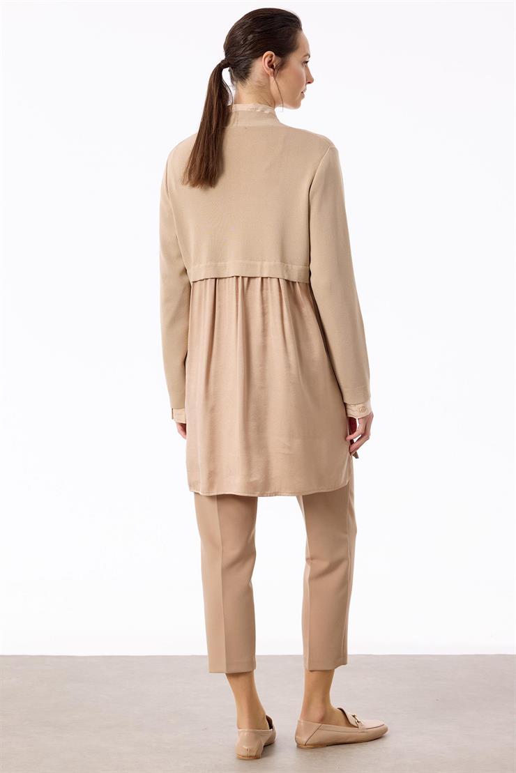 Arkası Kupra Kumaşlı Rayon Hırka VİZON