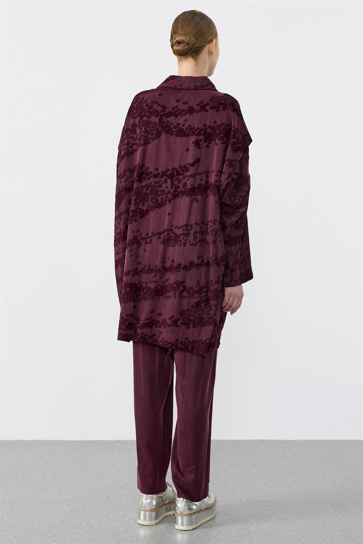 Asimetrik Ön Detaylı Pantolonlu İkili Takım BORDO