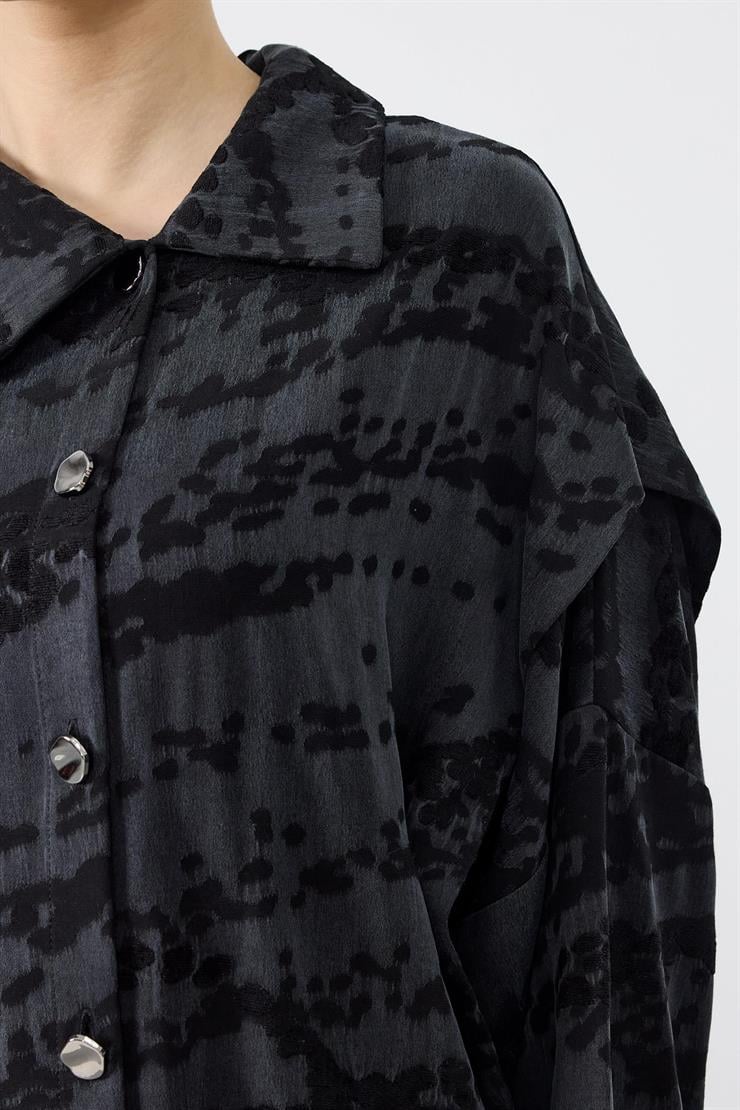 Asimetrik Ön Detaylı Pantolonlu İkili Takım SİYAH