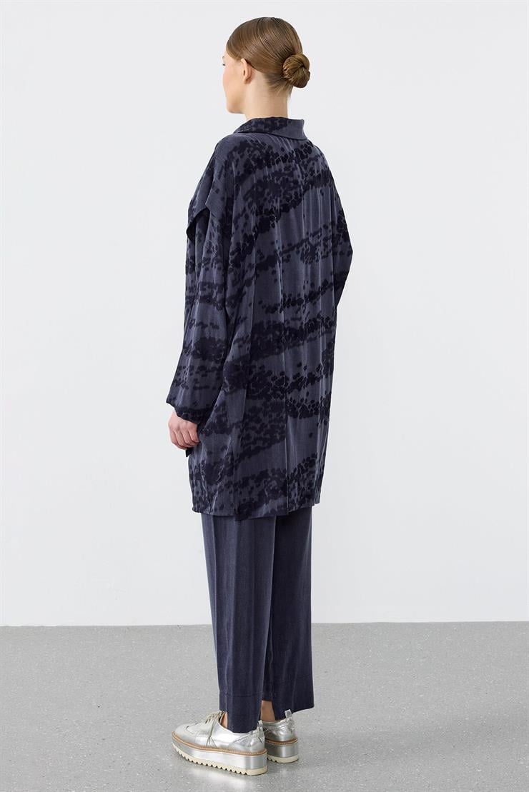 Asimetrik Ön Detaylı Pantolonlu İkili Takım LACIVERT