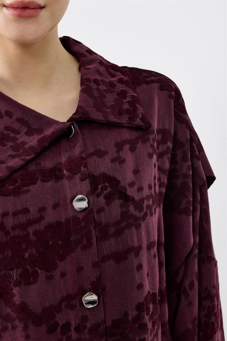 Asimetrik Ön Detaylı Pantolonlu İkili Takım BORDO