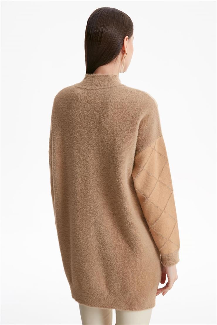 BAKLAVA DESENLİ MİNK TUNİK CAMEL