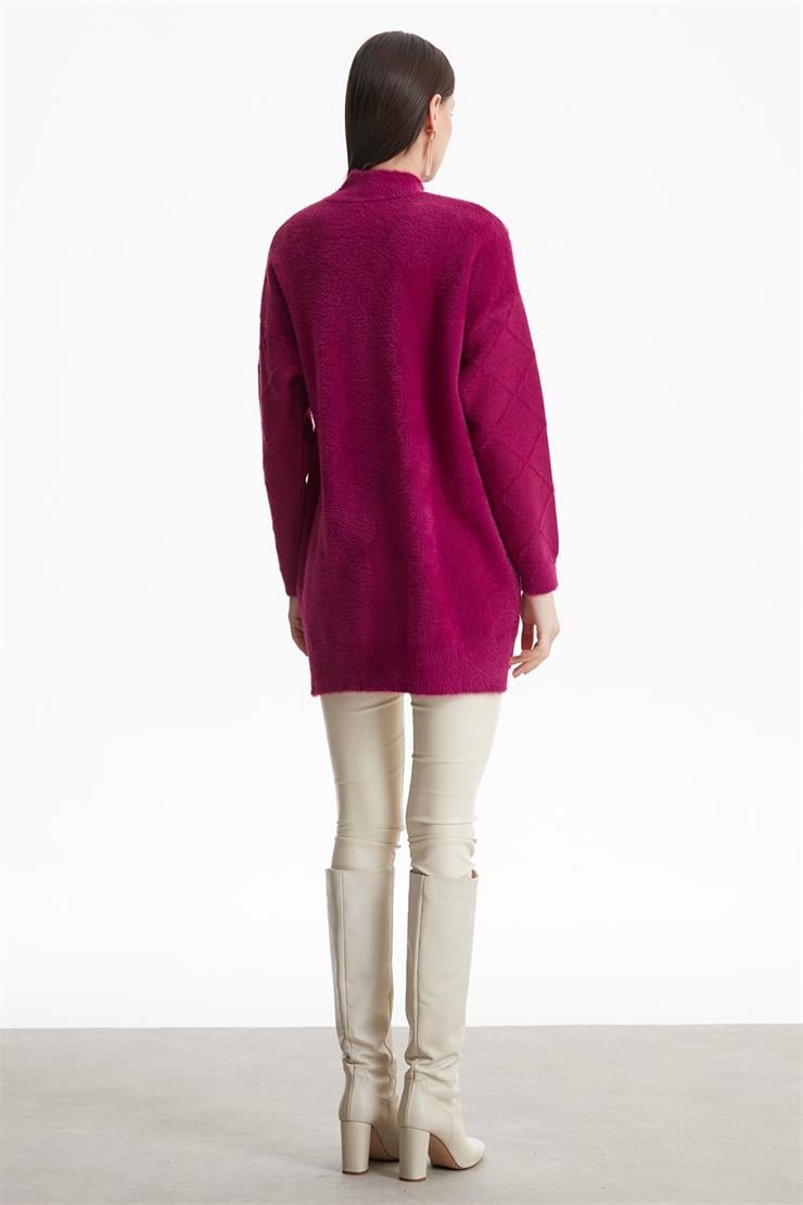 BAKLAVA DESENLİ MİNK TUNİK FUŞYA