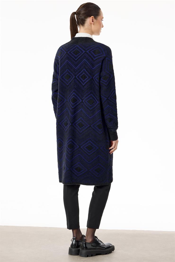 Baklava Desenli Triko Hırka SİYAHSAKS