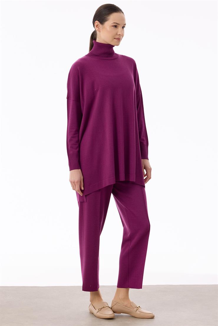 Balıkçı Yaka Oversize Basic Triko Tunik ERGUVAN