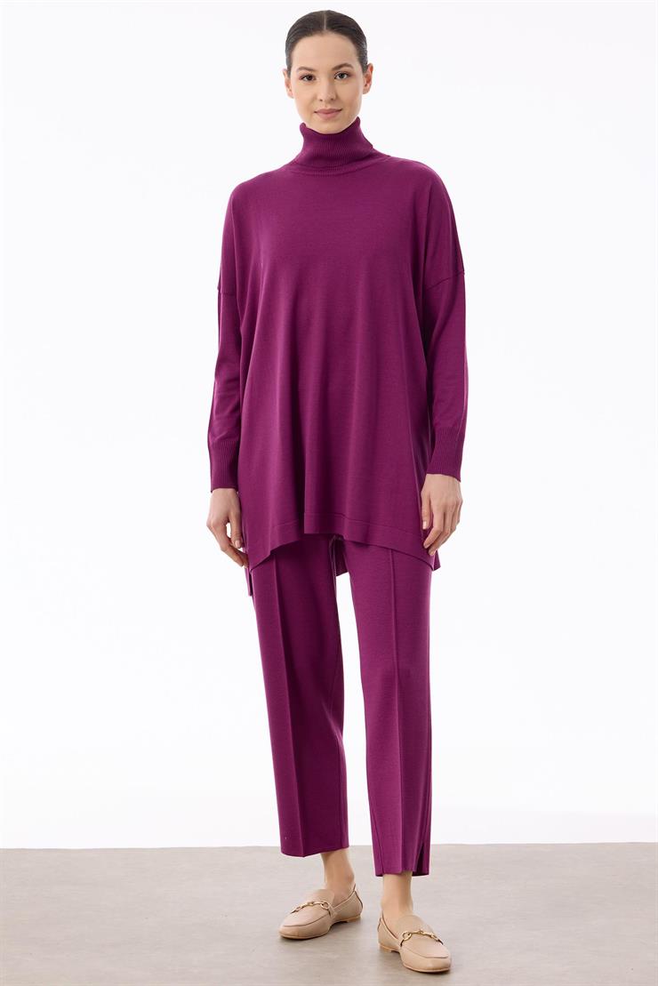 Balıkçı Yaka Oversize Basic Triko Tunik ERGUVAN