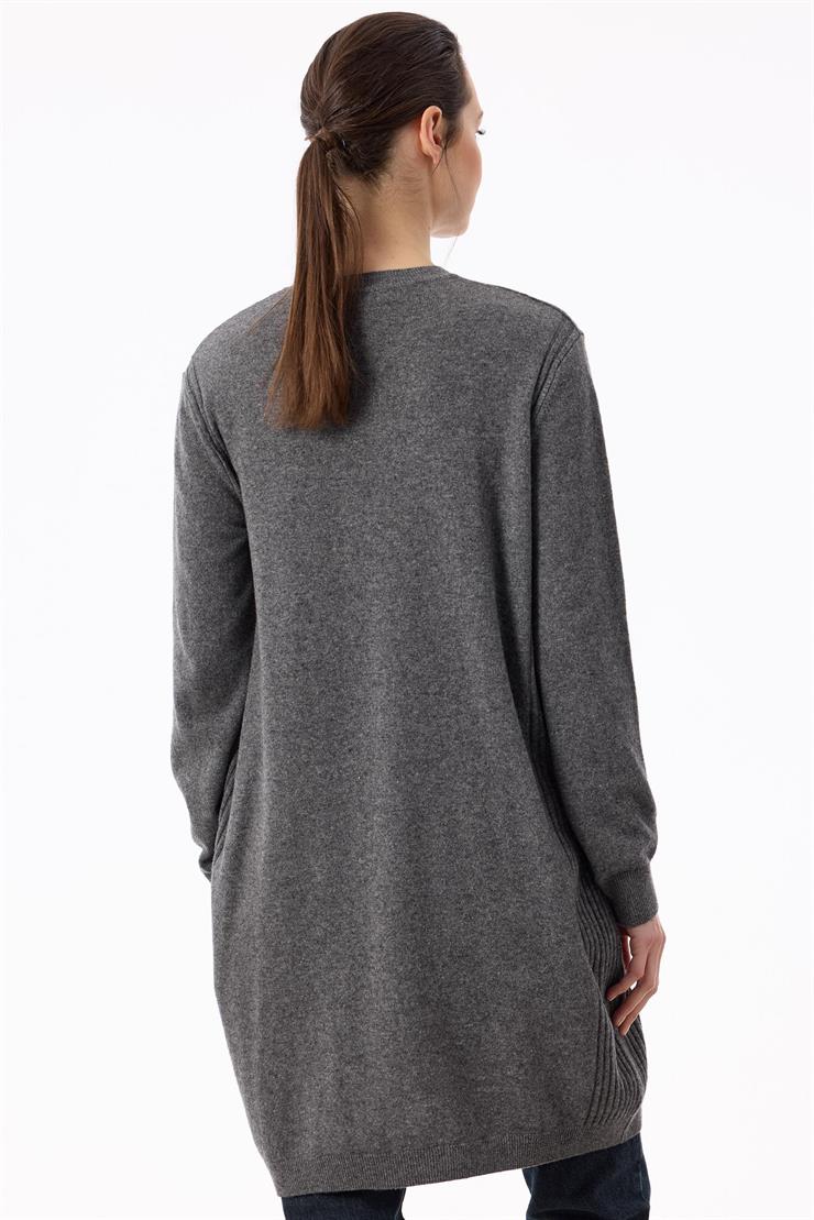 Basic Kaşmir Uzun Hırka ANTRASİT