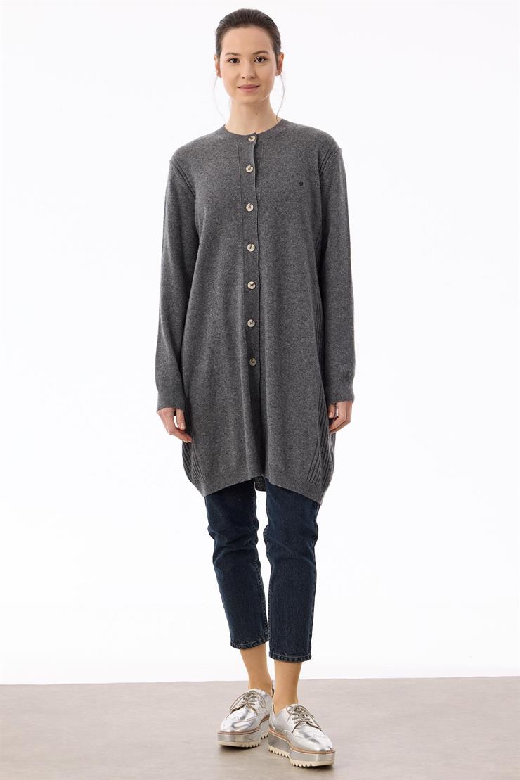 Basic Kaşmir Uzun Hırka ANTRASİT