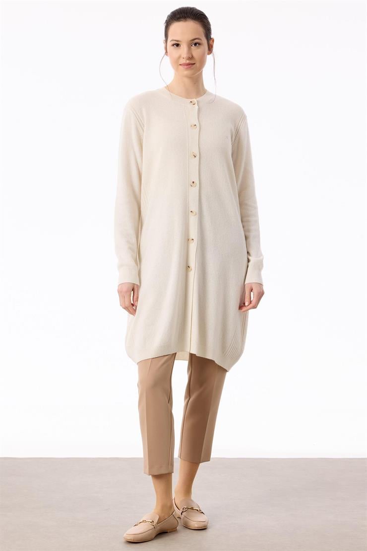 Basic Kaşmir Uzun Hırka EKRU