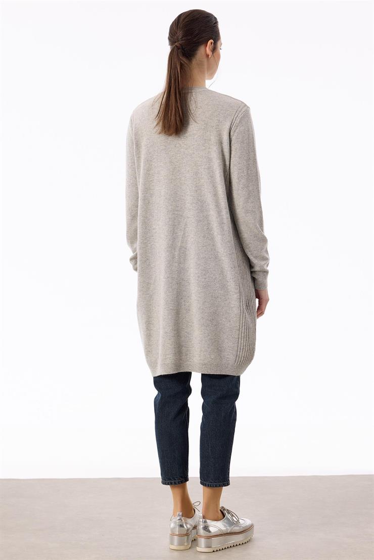 Basic Kaşmir Uzun Hırka GRİ