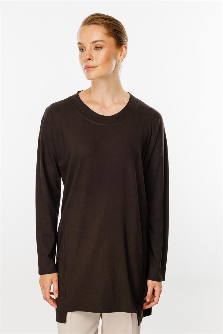 Basic Örme Tunik-Kahve