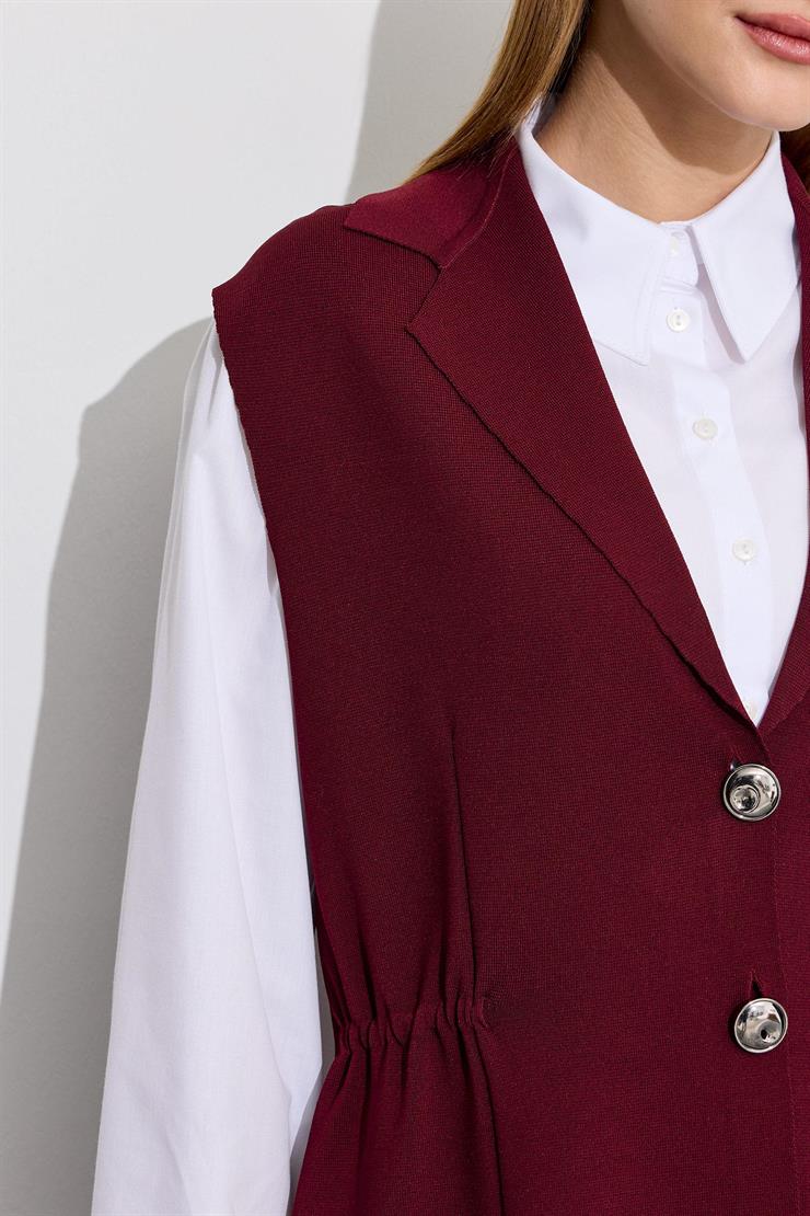 Belden Büzgülü Rayon Yelek BORDO