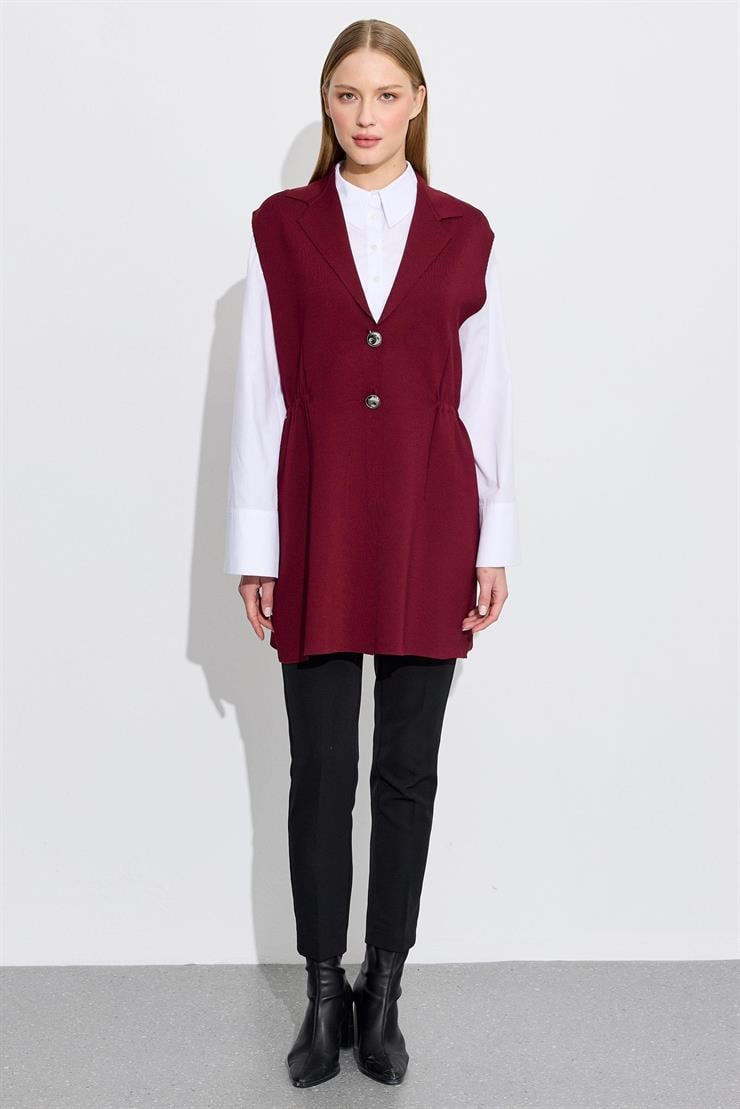 Belden Büzgülü Rayon Yelek BORDO