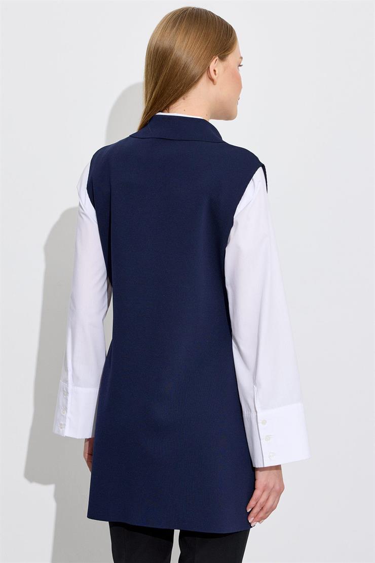 Belden Büzgülü Rayon Yelek LACİVERT