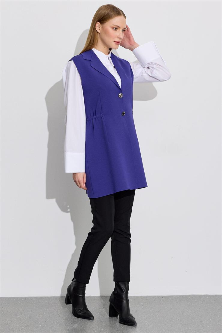 Belden Büzgülü Rayon Yelek MOR