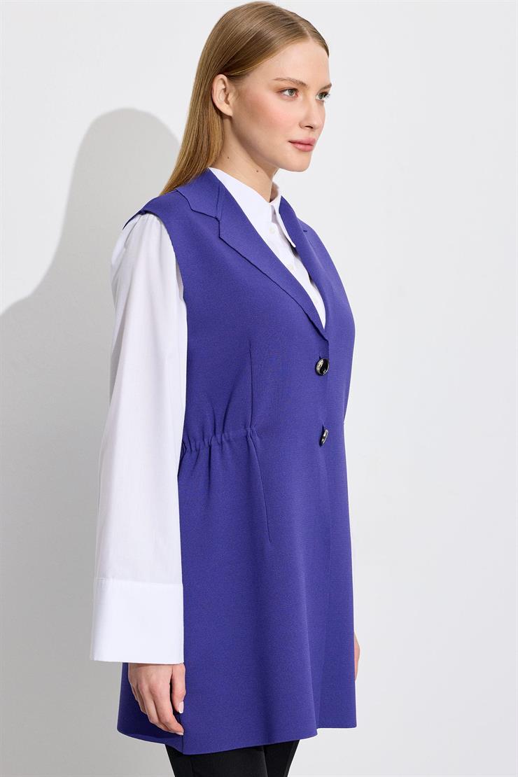 Belden Büzgülü Rayon Yelek MOR