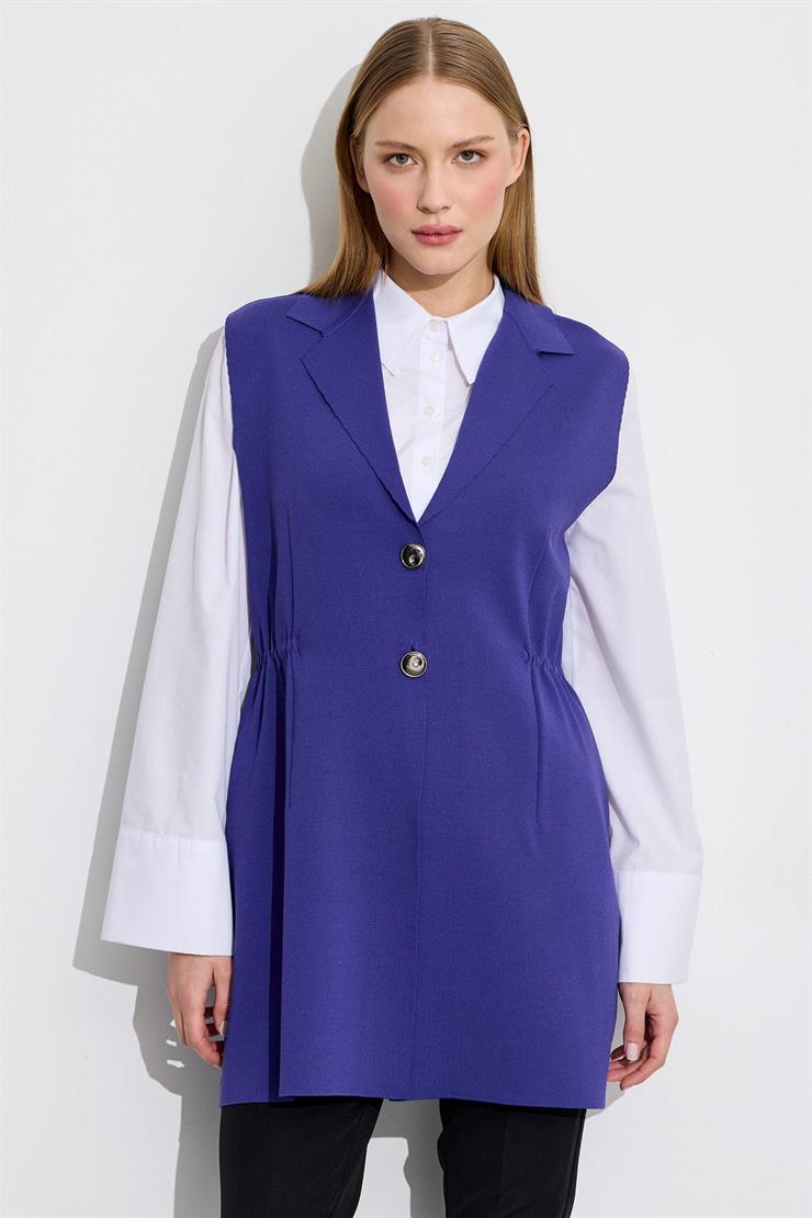 Belden Büzgülü Rayon Yelek MOR