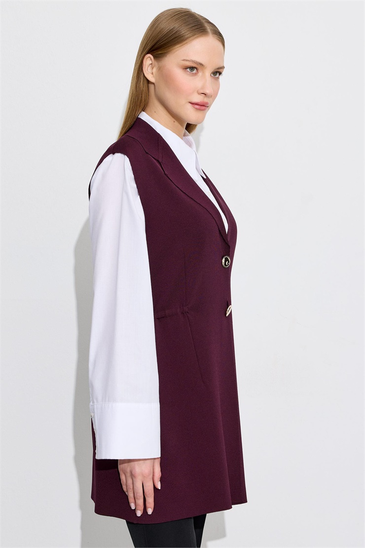 Belden Büzgülü Rayon Yelek MÜRDÜM