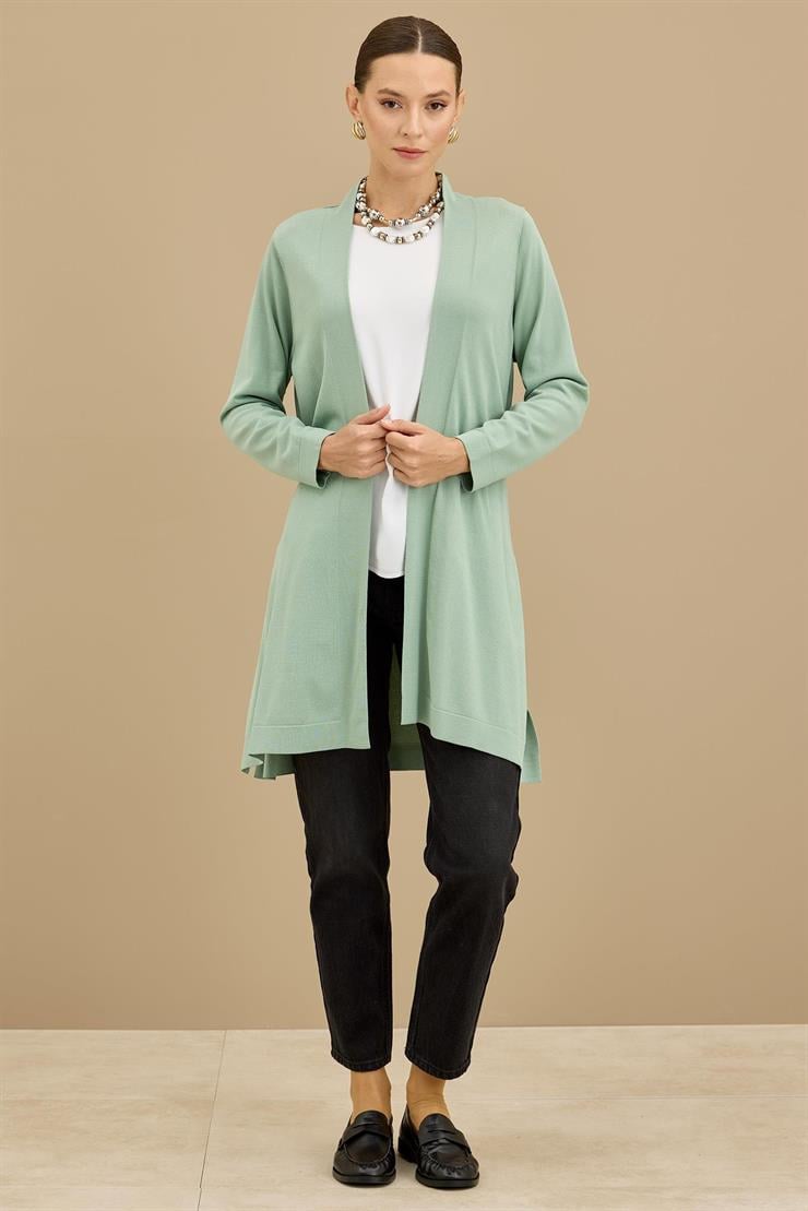 Beli Kemerli Rayon Basic  Hırka MİNT