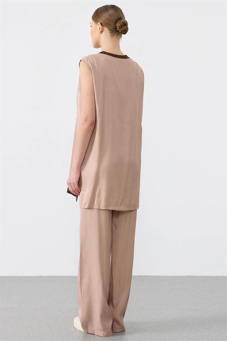 Bomber Yakalı Çizgili Triko Ribanalı 3  Lü Takim CAMEL