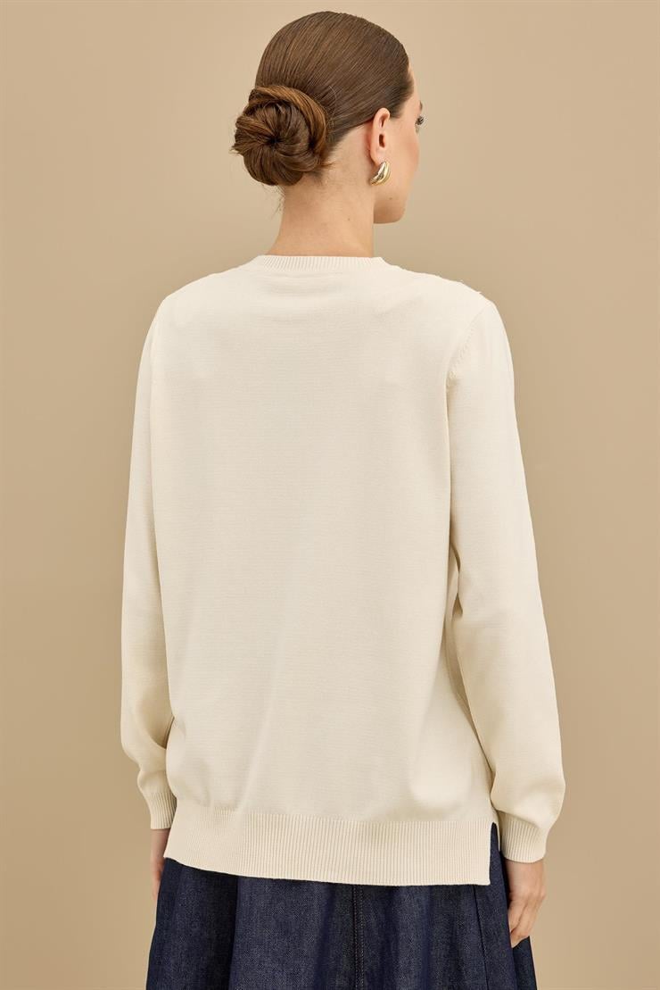 Boncuk İşlemeli Bluz VANİLYA