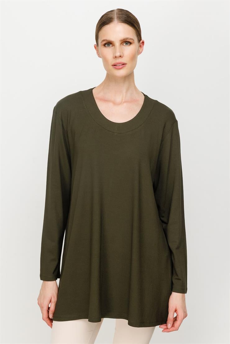 Büyük Beden Örme Kumaş Bluz-HAKİ