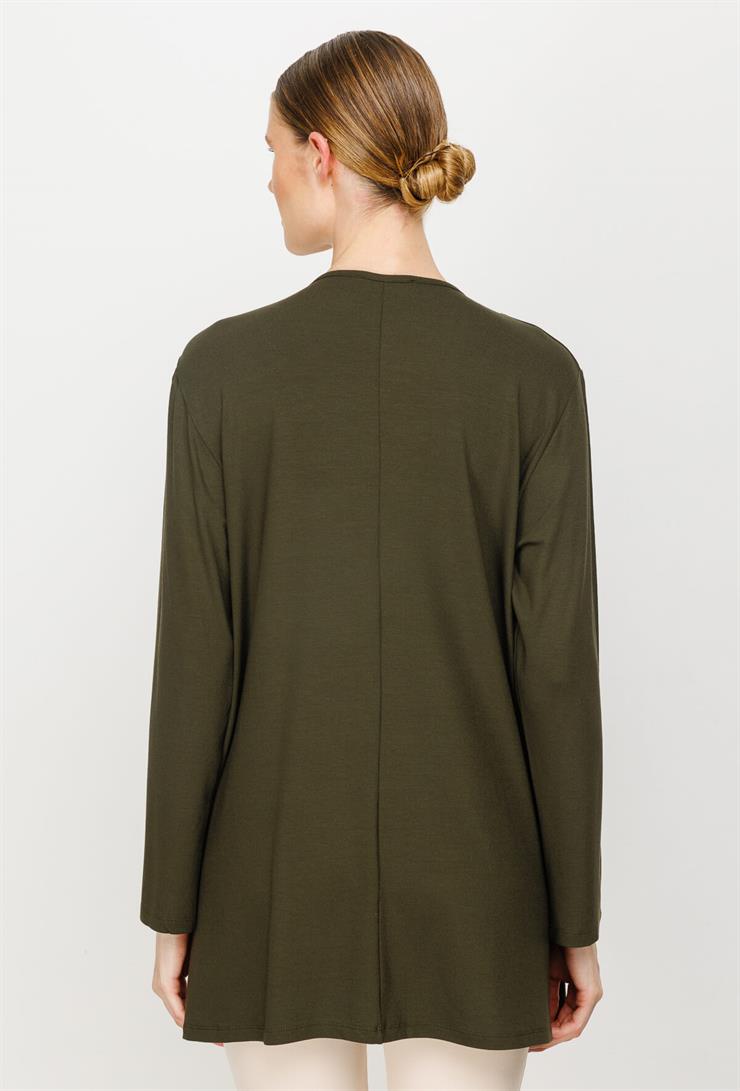 Büyük Beden Örme Kumaş Bluz-HAKİ