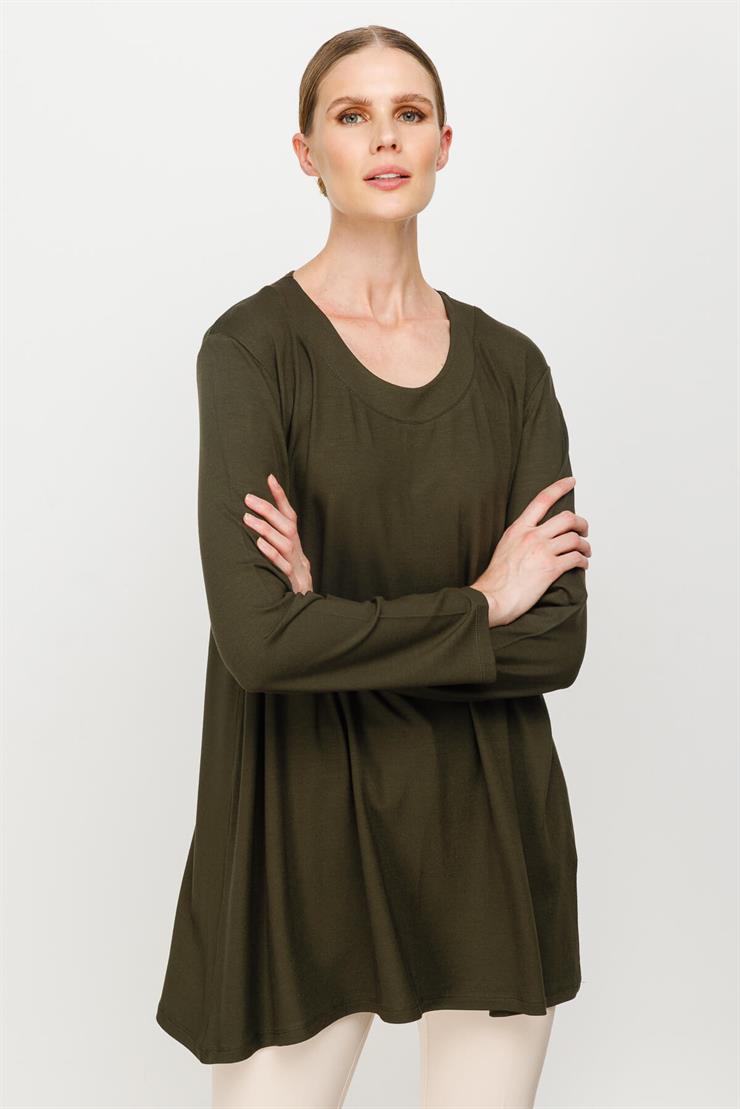 Büyük Beden Örme Kumaş Bluz-HAKİ