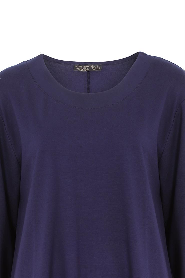Büyük Beden Örme Kumaş Bluz-LACİVERT