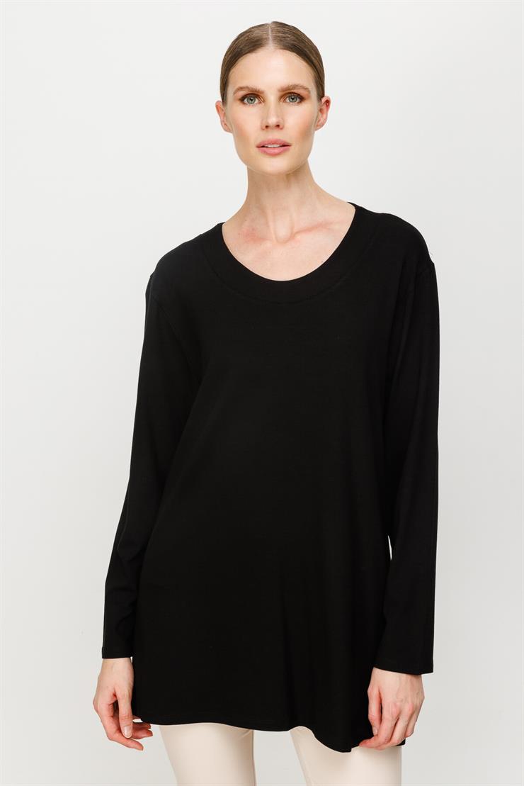 Büyük Beden Örme Kumaş Bluz-SİYAH