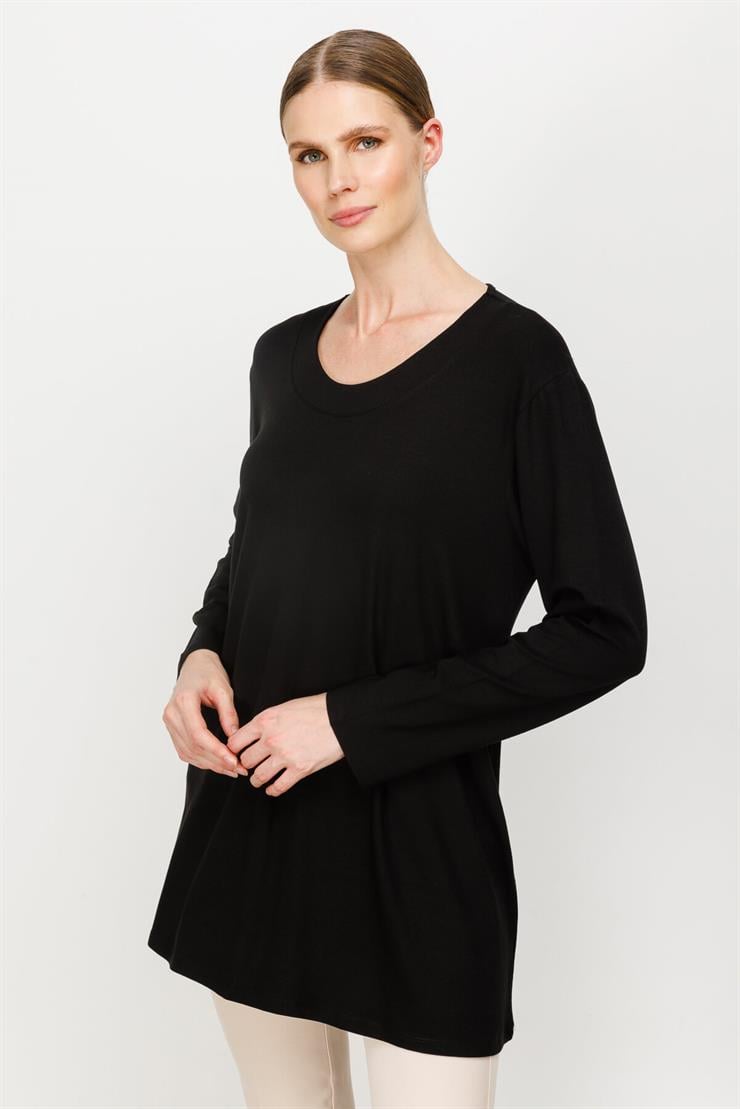 Büyük Beden Örme Kumaş Bluz-SİYAH