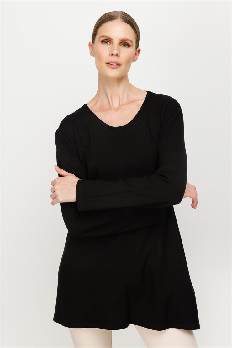 Büyük Beden Örme Kumaş Bluz-SİYAH