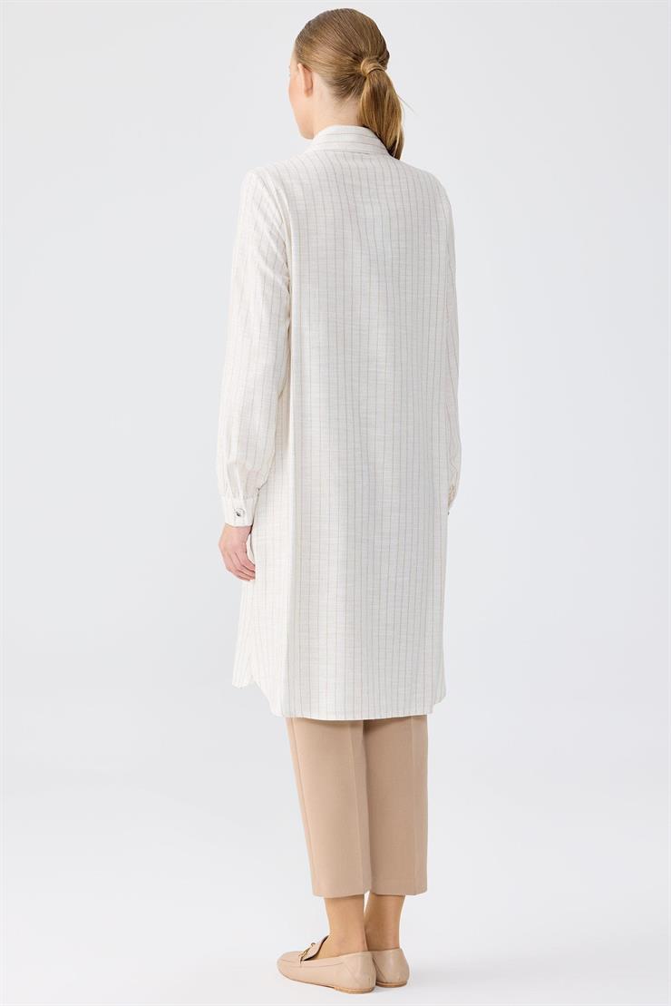 Cebi Çiçek Nakışlı Gömlek BEJ