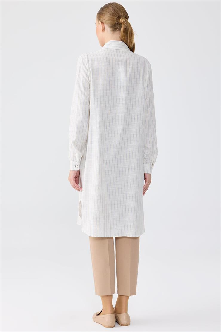 Cebi Çiçek Nakışlı Gömlek MAVİ