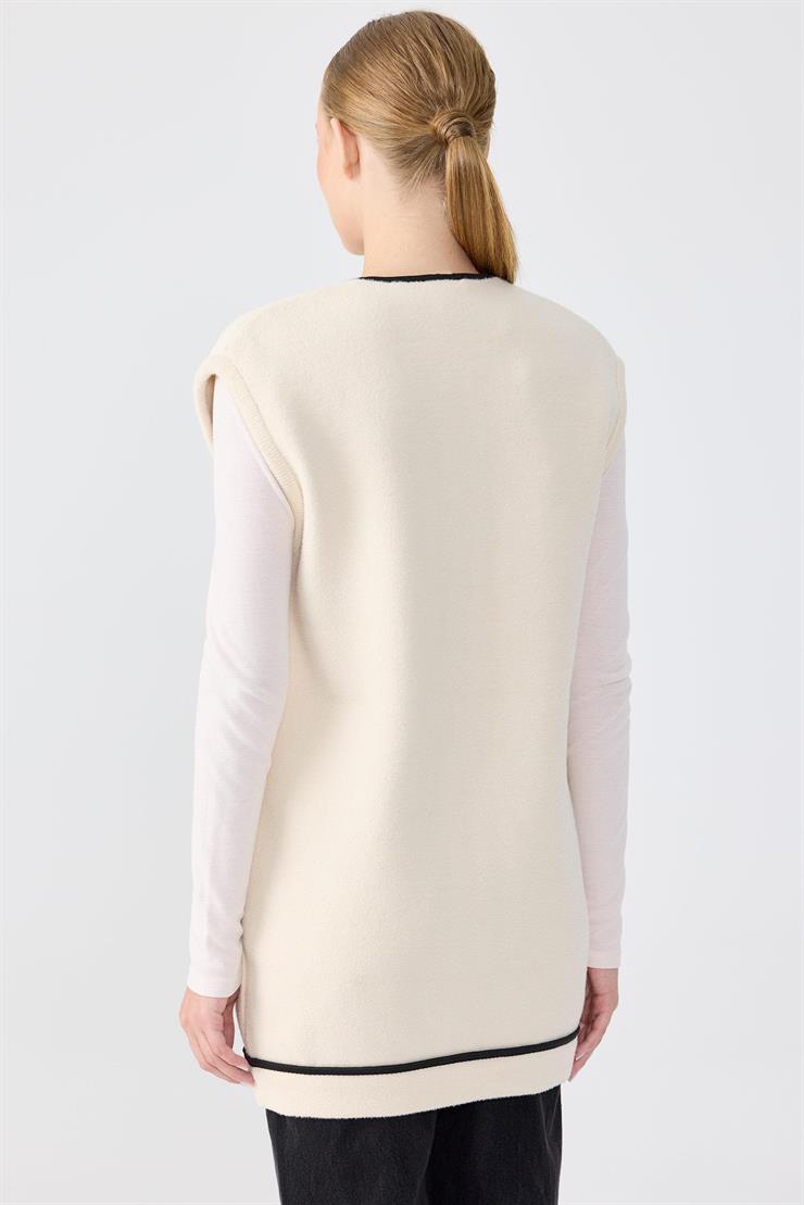 Cep Detaylı Triko Yelek BEJ