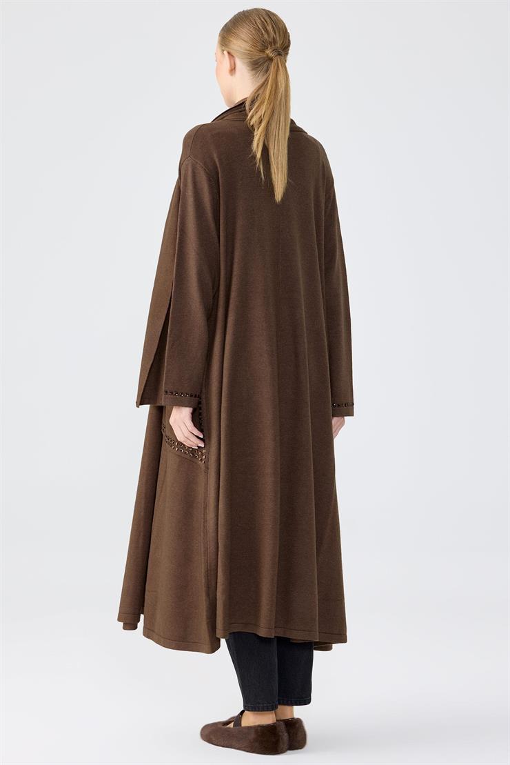 Cepleri Taş İşlemeli  Hırka KAHVE