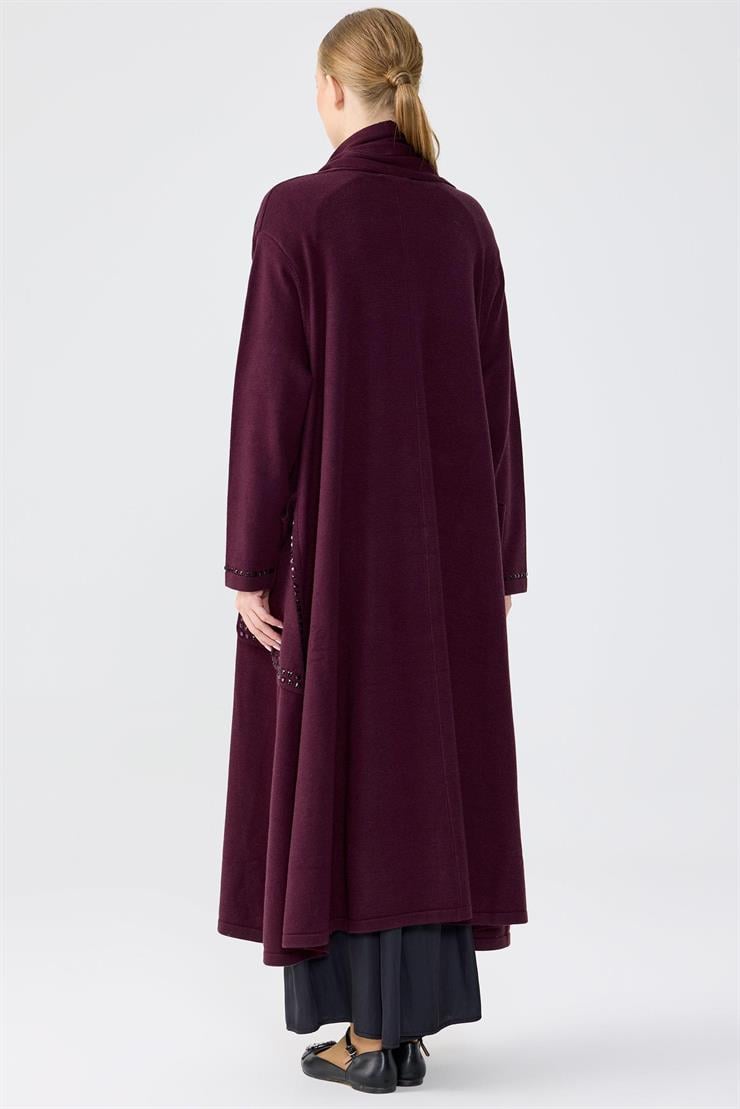 Cepleri Taş İşlemeli  Hırka MÜRDÜM