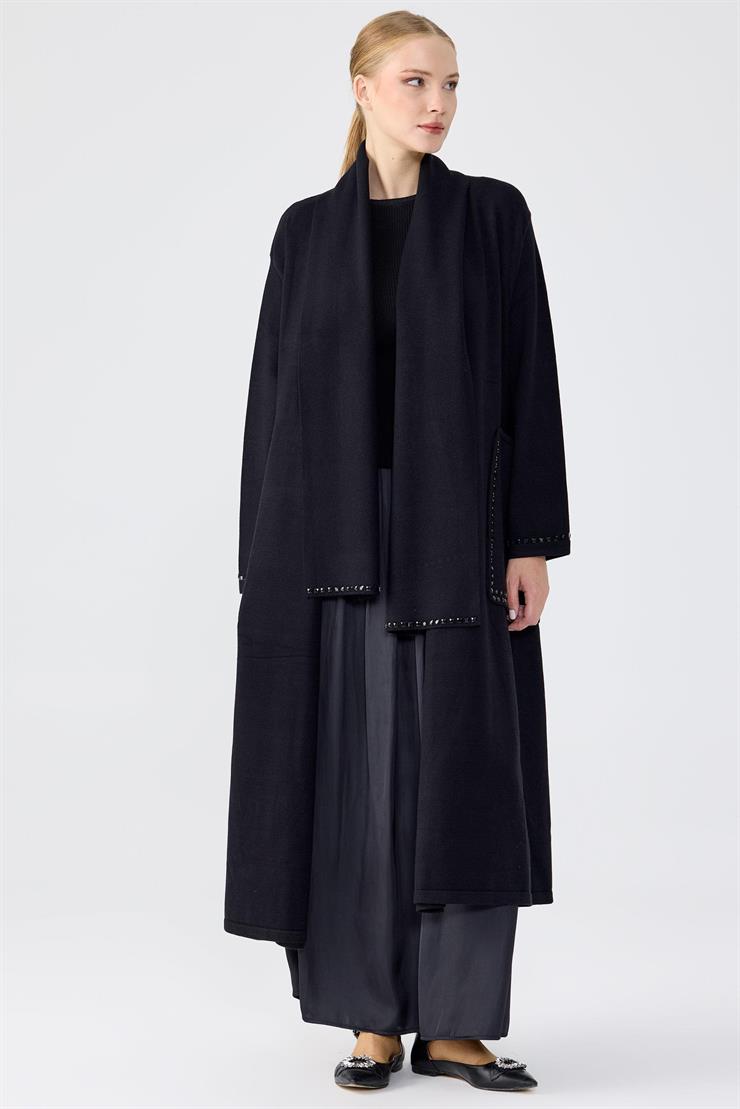 Cepleri Taş İşlemeli  Hırka SİYAH