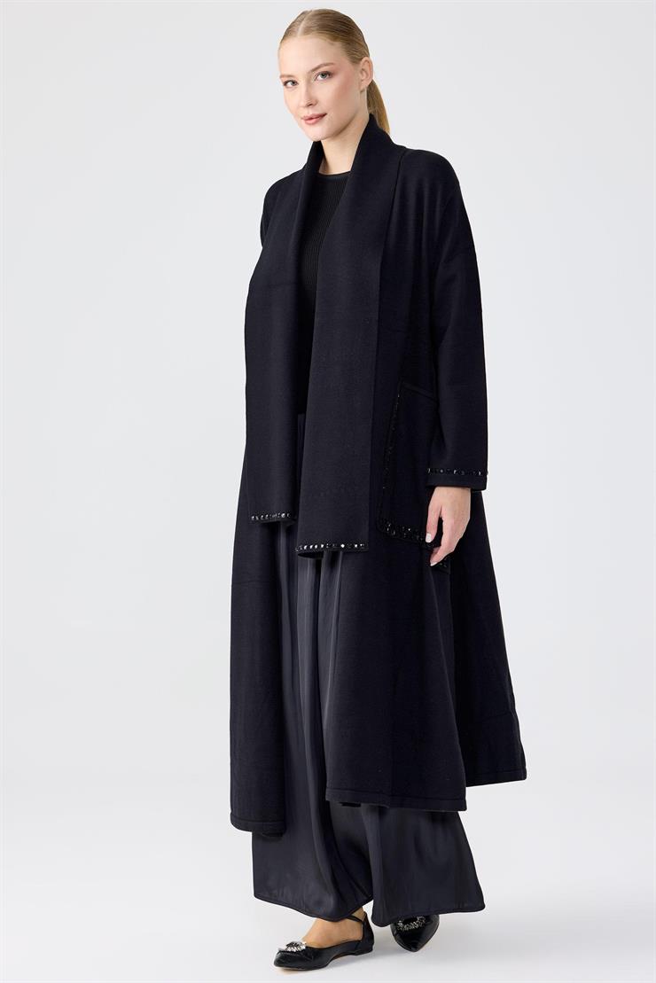 Cepleri Taş İşlemeli  Hırka SİYAH