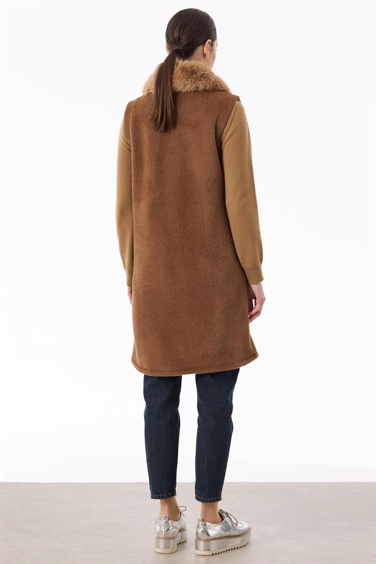 Cepleri Ve Önü Fermuarlı Yelek TABA