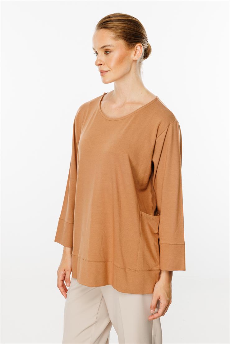 Cepli Tunik Bluz-Tütün