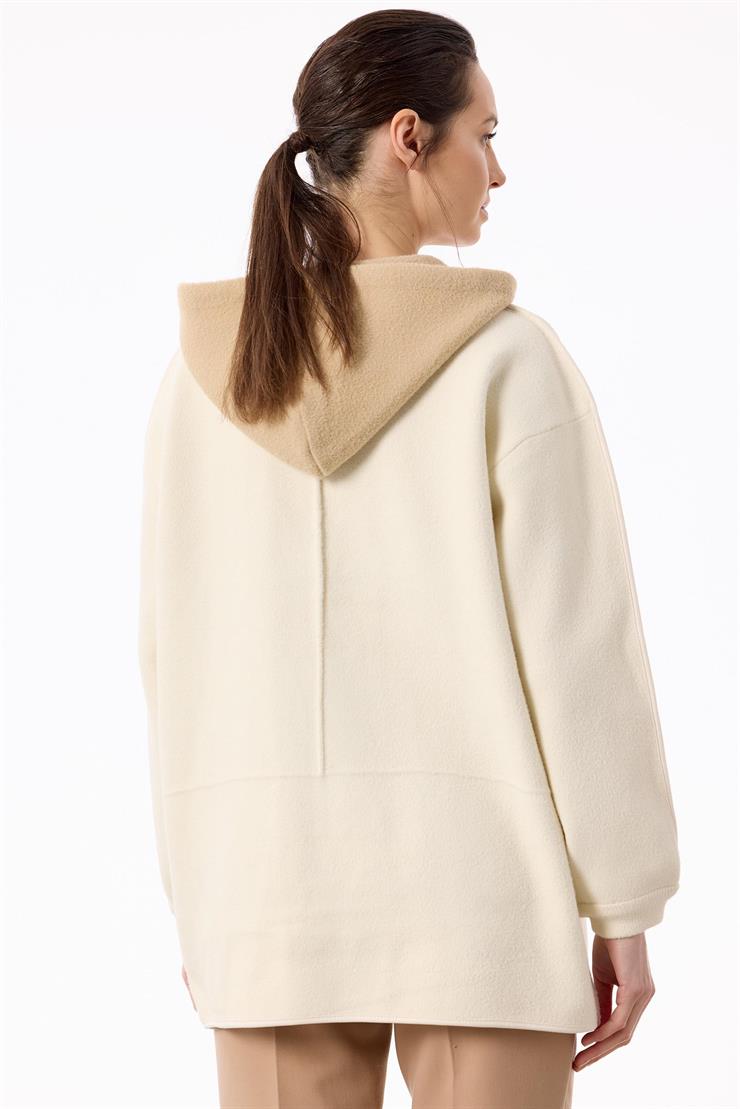 Çift Yaka Detaylı Triko Kaban CAMEL