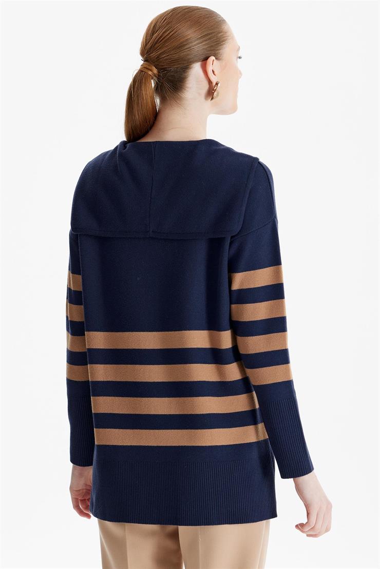 Çizgi Detaylı Hırka LACİVERT