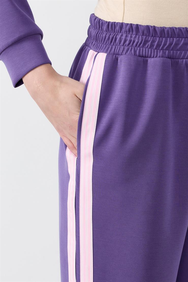 Çizgili Poplin Mix Pantolonlu Takim MOR