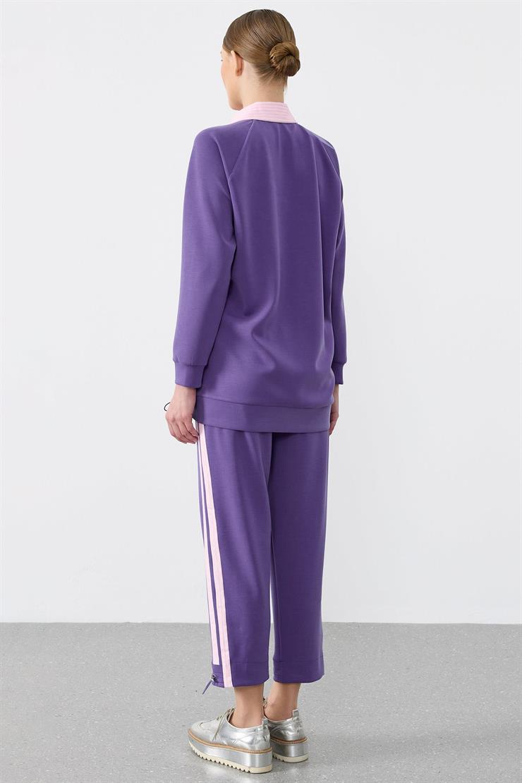 Çizgili Poplin Mix Pantolonlu Takim MOR