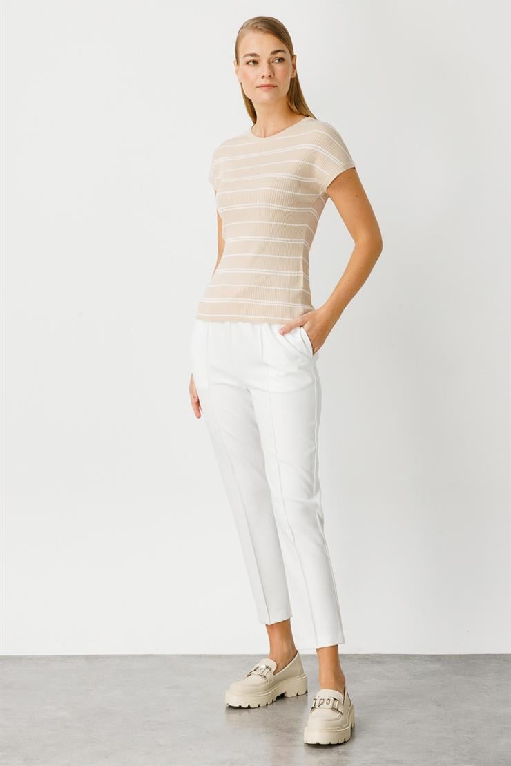 Çizgili Triko Bluz-Taş