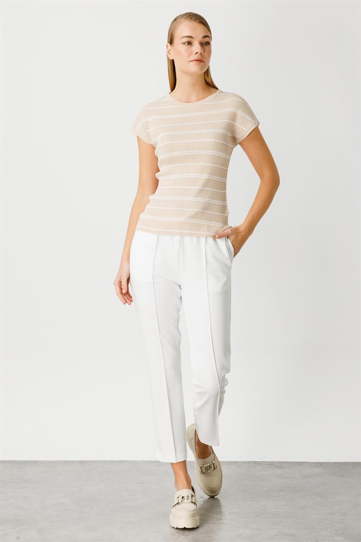 Çizgili Triko Bluz-Taş