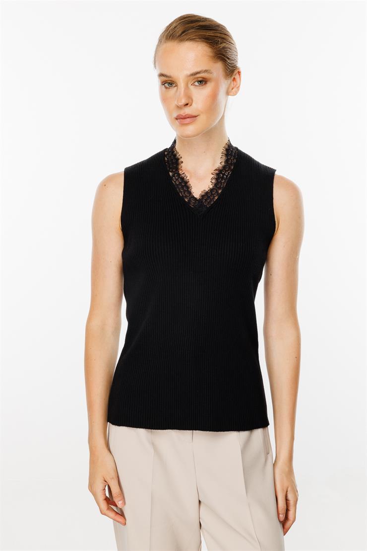 Dantelli Triko Atlet (24KSL8925)-SİYAH