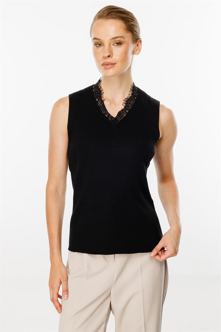 Dantelli Triko Atlet (24KSL8925)-SİYAH