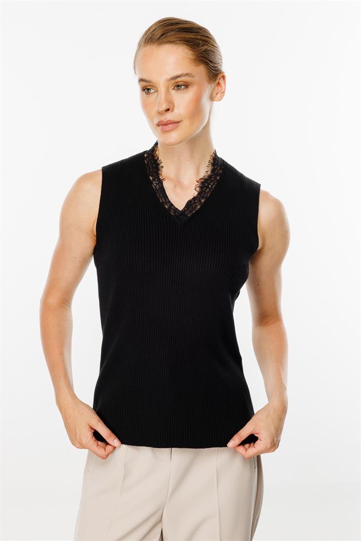 Dantelli Triko Atlet (24KSL8925)-SİYAH